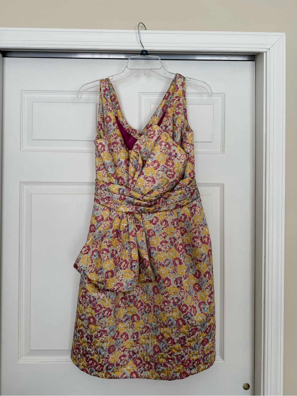 Zac Posen for Target Floral Jacquard V-Neck Cocktail Dress in Yellow and Pink